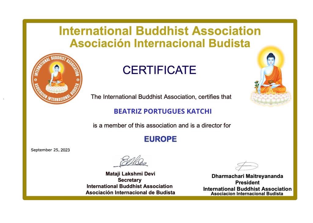 International Buddhist Association Certificate